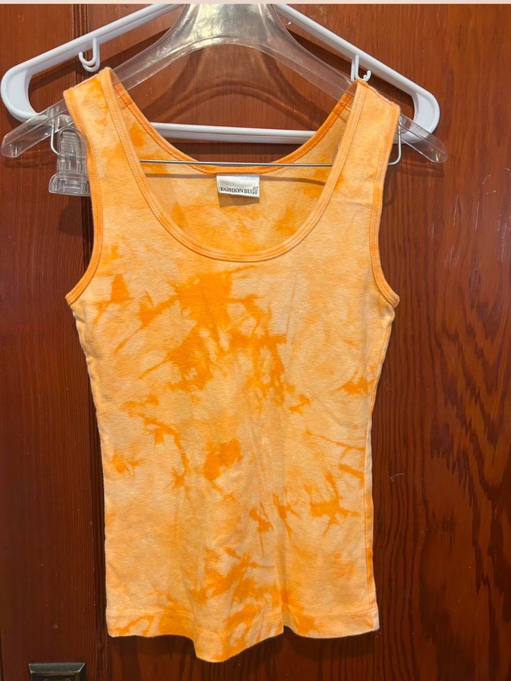 Vintage Y2K fashion bug Vibrant orange tie-dye tank top